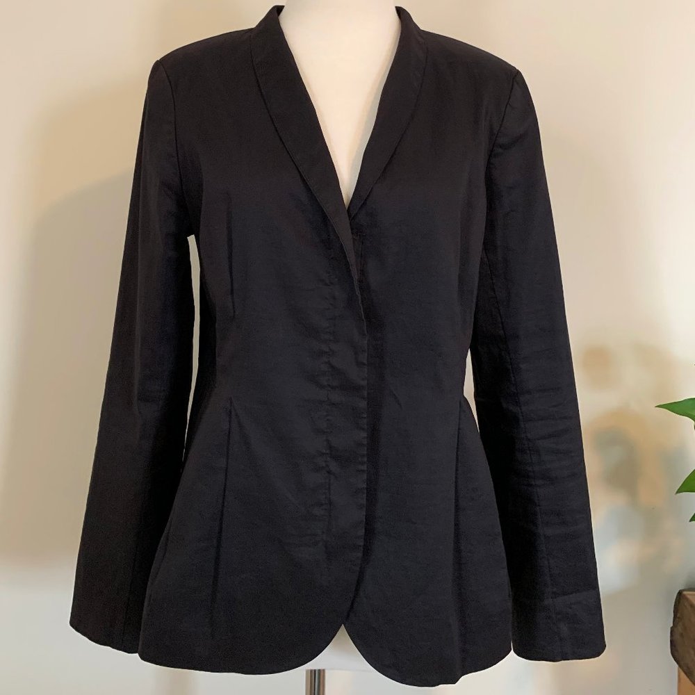 Eileen Fisher zip peplum blazer black